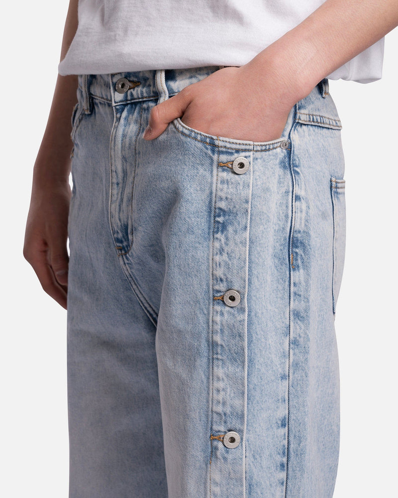 Feng Chen Wang Men's Jeans Side Release Denim Pants in Blue