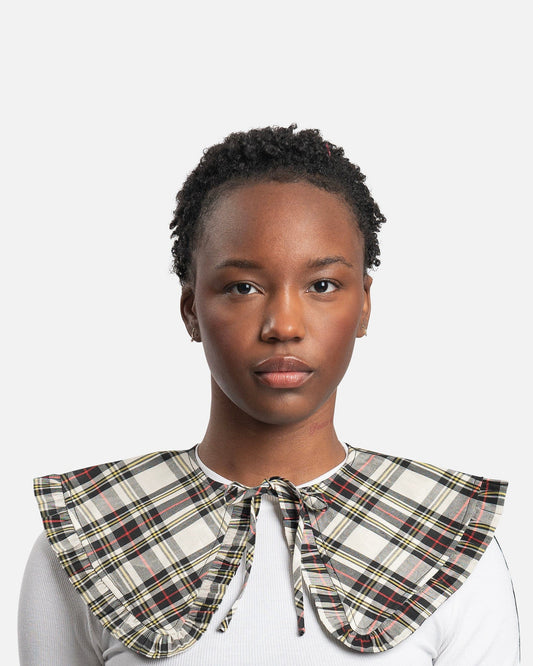 Ganni Scarves Silk Check Frill Collar