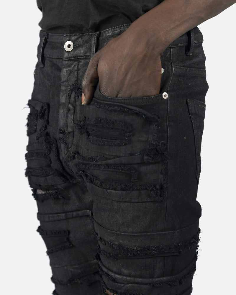 Rick Owens DRKSHDW Men's Jeans Slashed Detroit Cut Denim in Black