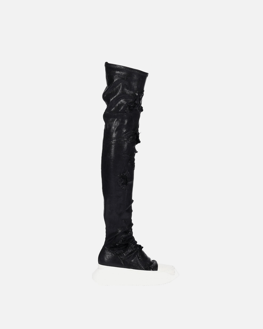 Rick Owens DRKSHDW Women Sneakers Slashed Foil Abstract Sock Sneakers in Black/Milk
