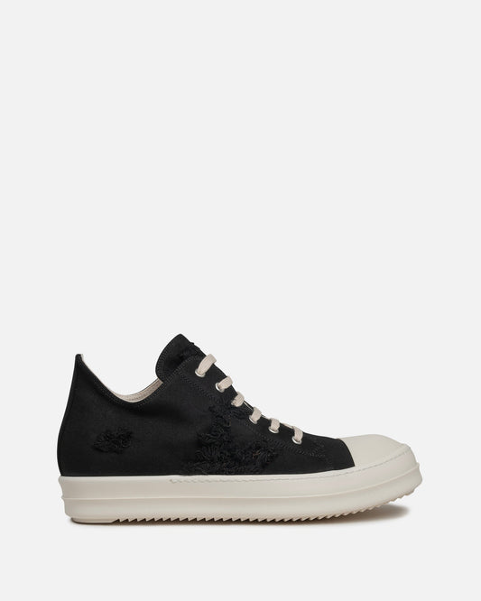 Rick Owens DRKSHDW Men's Sneakers Slashed Low Ramones in Black/Milk