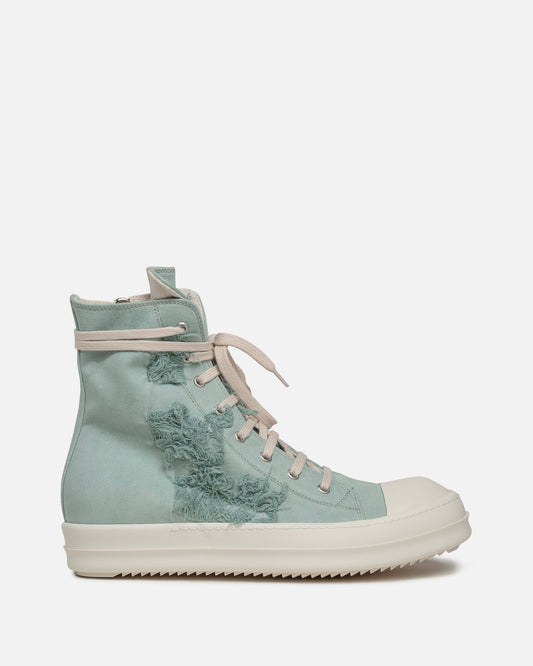 Rick Owens DRKSHDW Men's Sneakers Slashed Ramones in Aqua/Milk