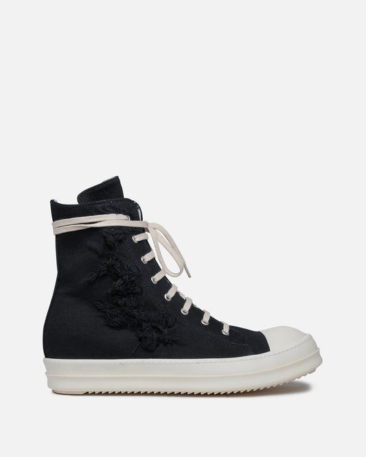 Rick Owens DRKSHDW Men's Sneakers Slashed Ramones in Black/Milk