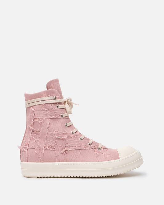 Rick Owens DRKSHDW Men's Sneakers Slashed Ramones in Faded Pink/Milk
