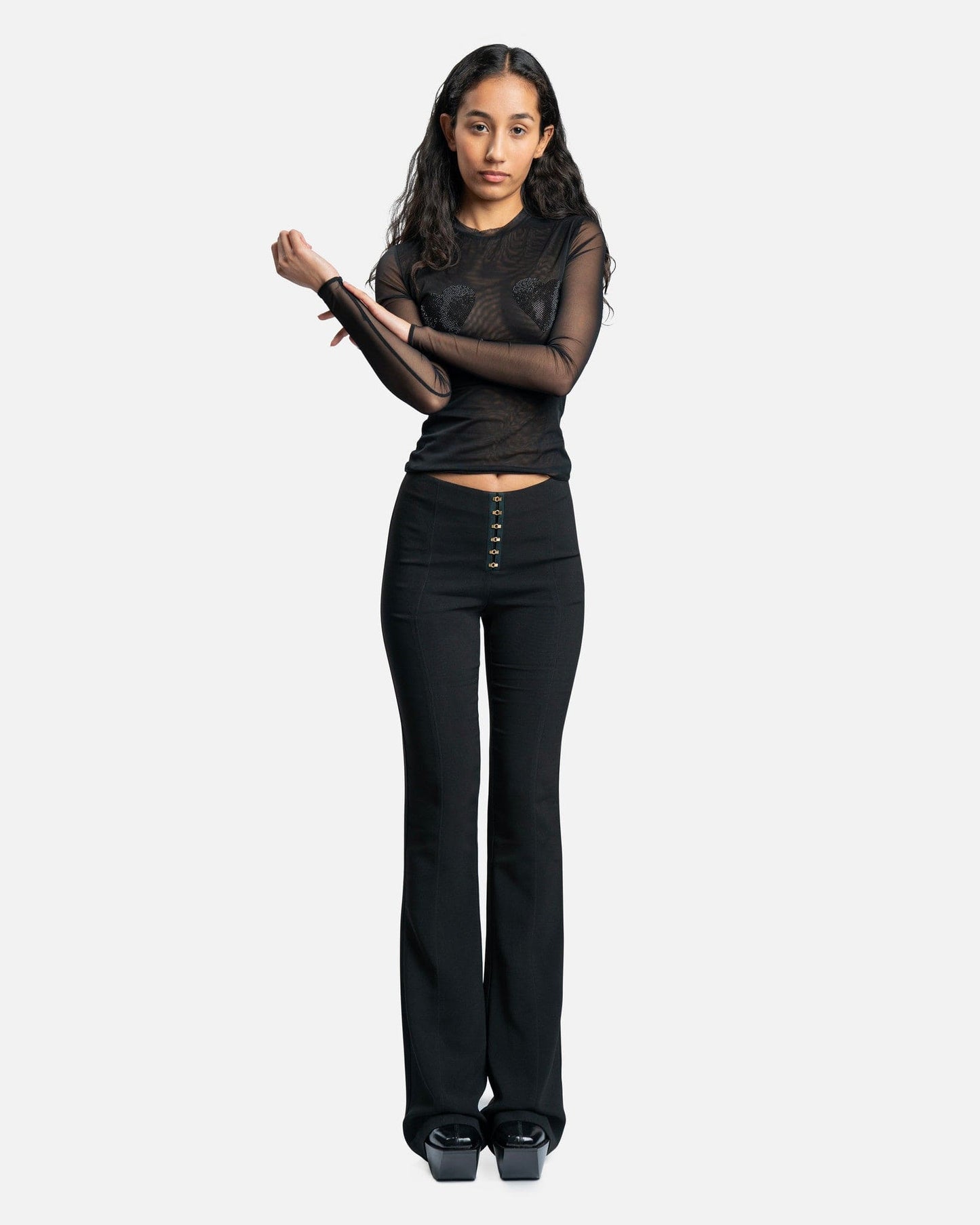 Blumarine Women Pants Slim Pants with Hooks in Black