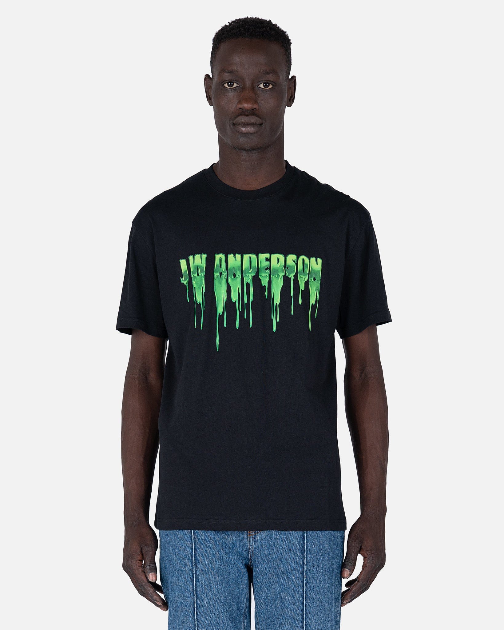 JW Anderson Men's T-Shirts Slime Logo Classic T-Shirt in Black/Green