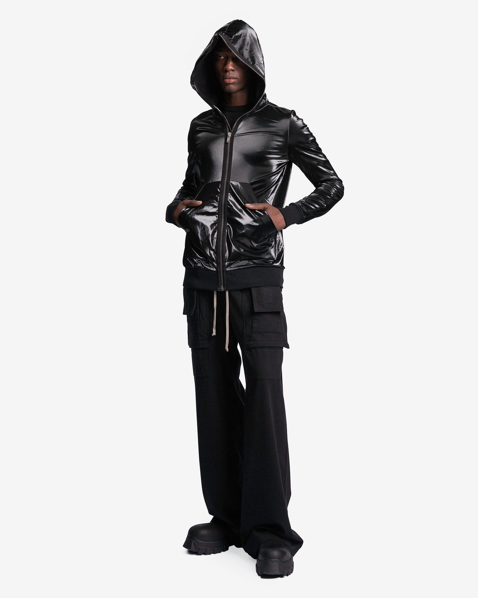 Rick Owens DRKSHDW Men's Sweatshirts Small Gimp Hoodie in Black