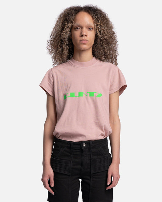 Rick Owens DRKSHDW Women T-Shirts Small Level T-Shirt in Faded Pink/Neon Green