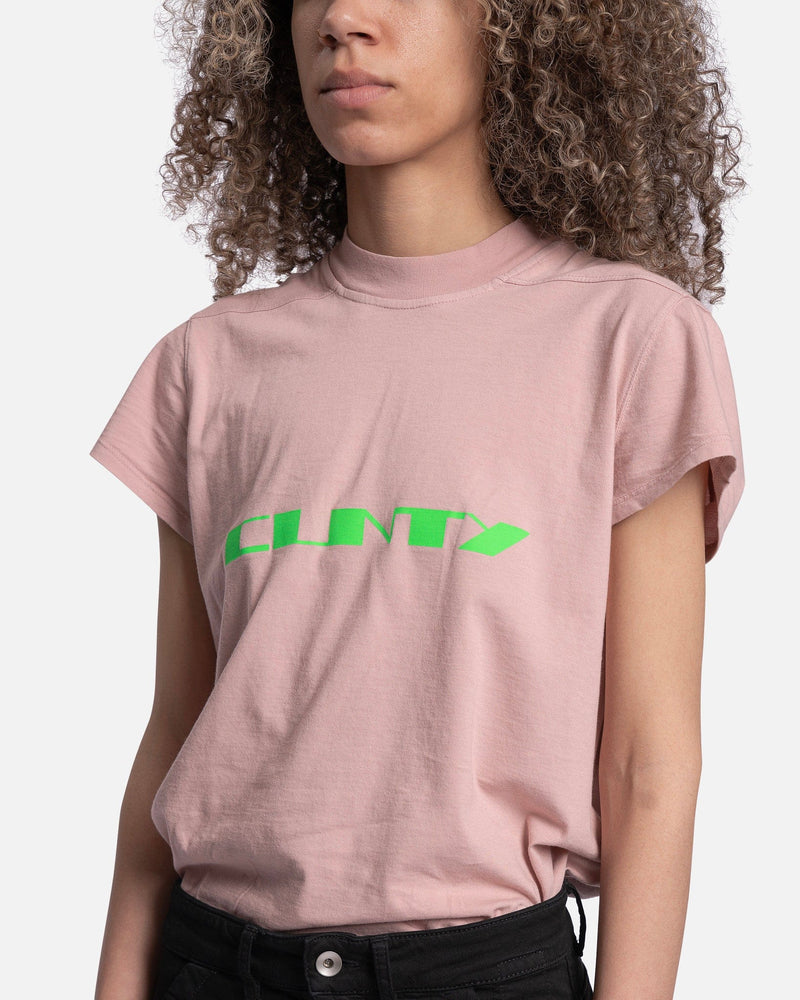 Rick Owens DRKSHDW Women T-Shirts Small Level T-Shirt in Faded Pink/Neon Green