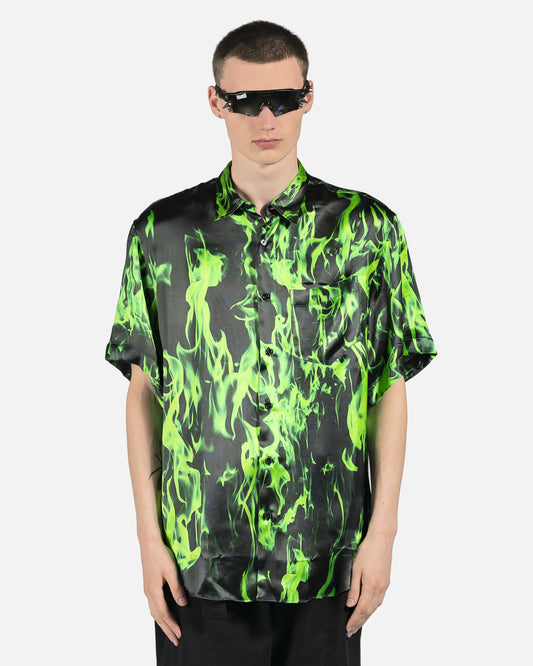 VETEMENTS Men's Shirts Smoke Short Sleeve Button-Up in Green