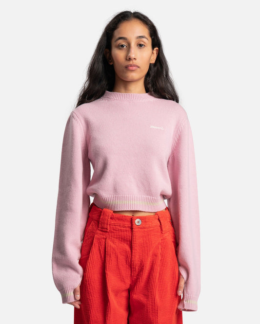 Marni Women Sweaters Soft Shetland Logo Ballon Sleeve Sweater in Cinder Rose