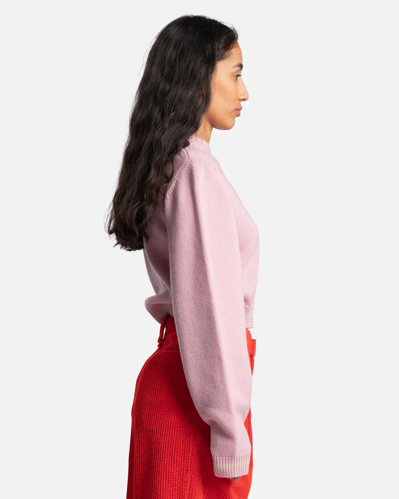 Marni Women Sweaters Soft Shetland Logo Ballon Sleeve Sweater in Cinder Rose