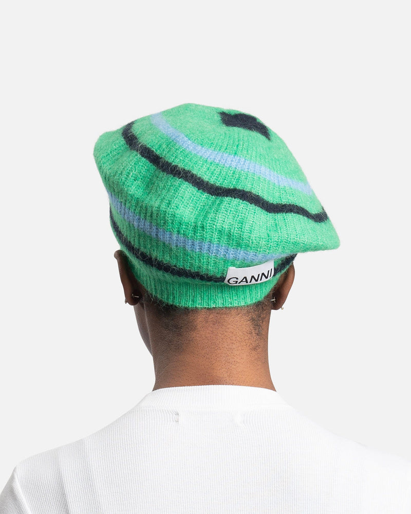 Ganni Women's Hats Soft Wool Beret in Kelly Green