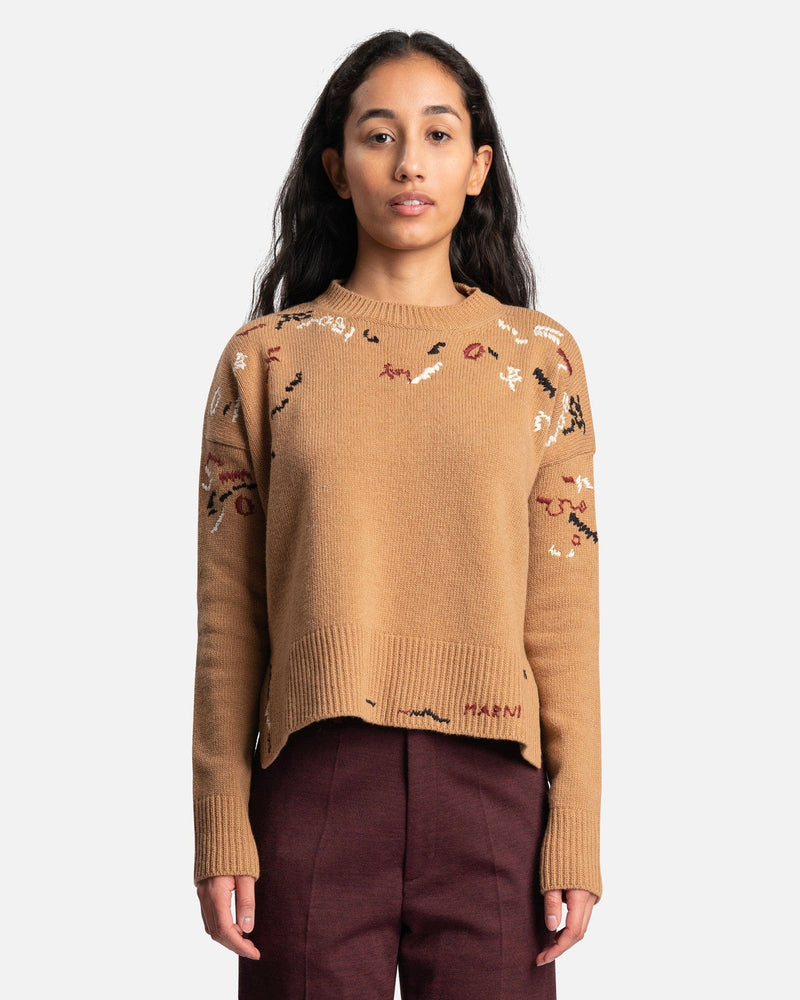 Marni Women's Sweater Soft Wool Knit Sweater In Dune
