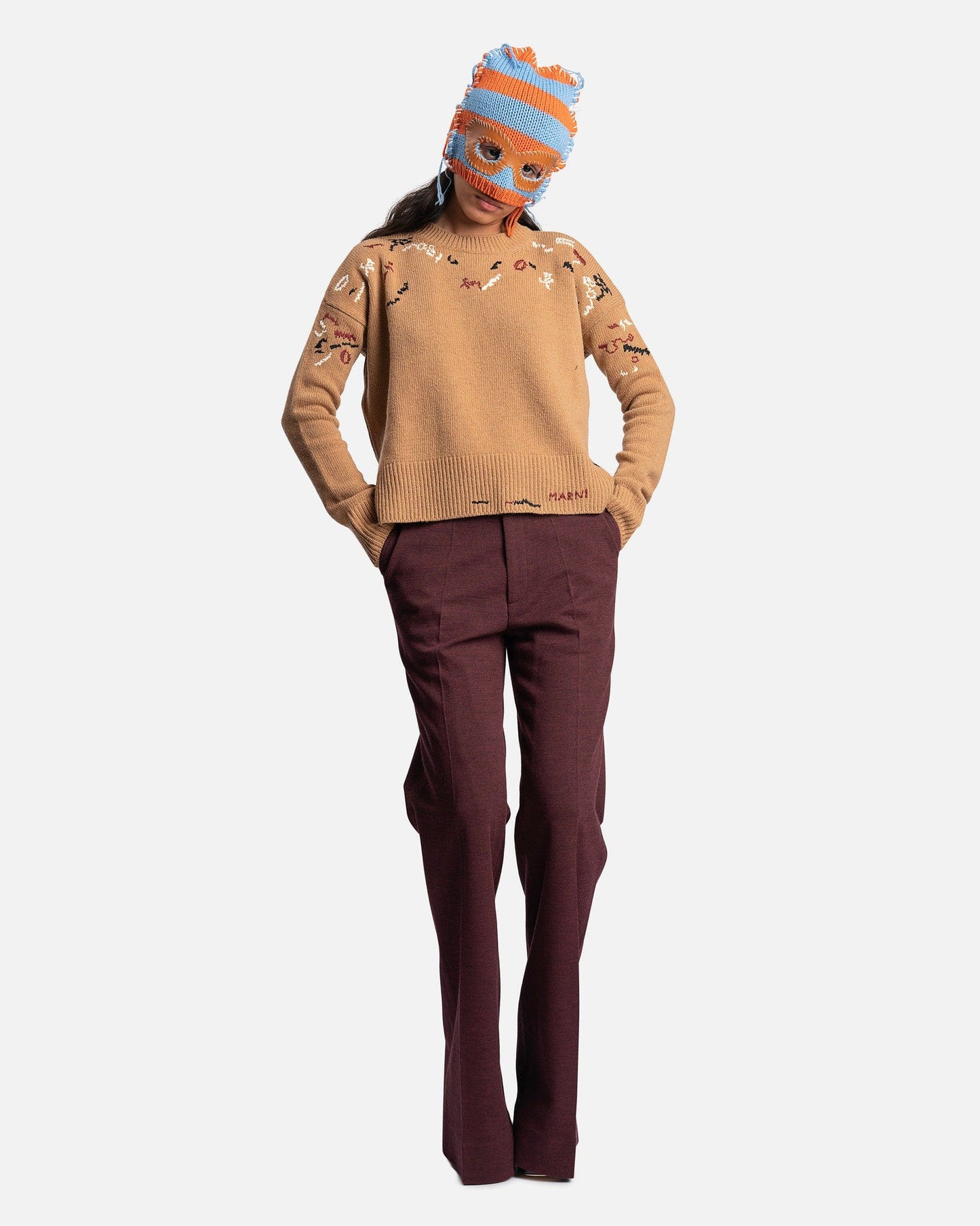 Marni Women's Sweater Soft Wool Knit Sweater In Dune