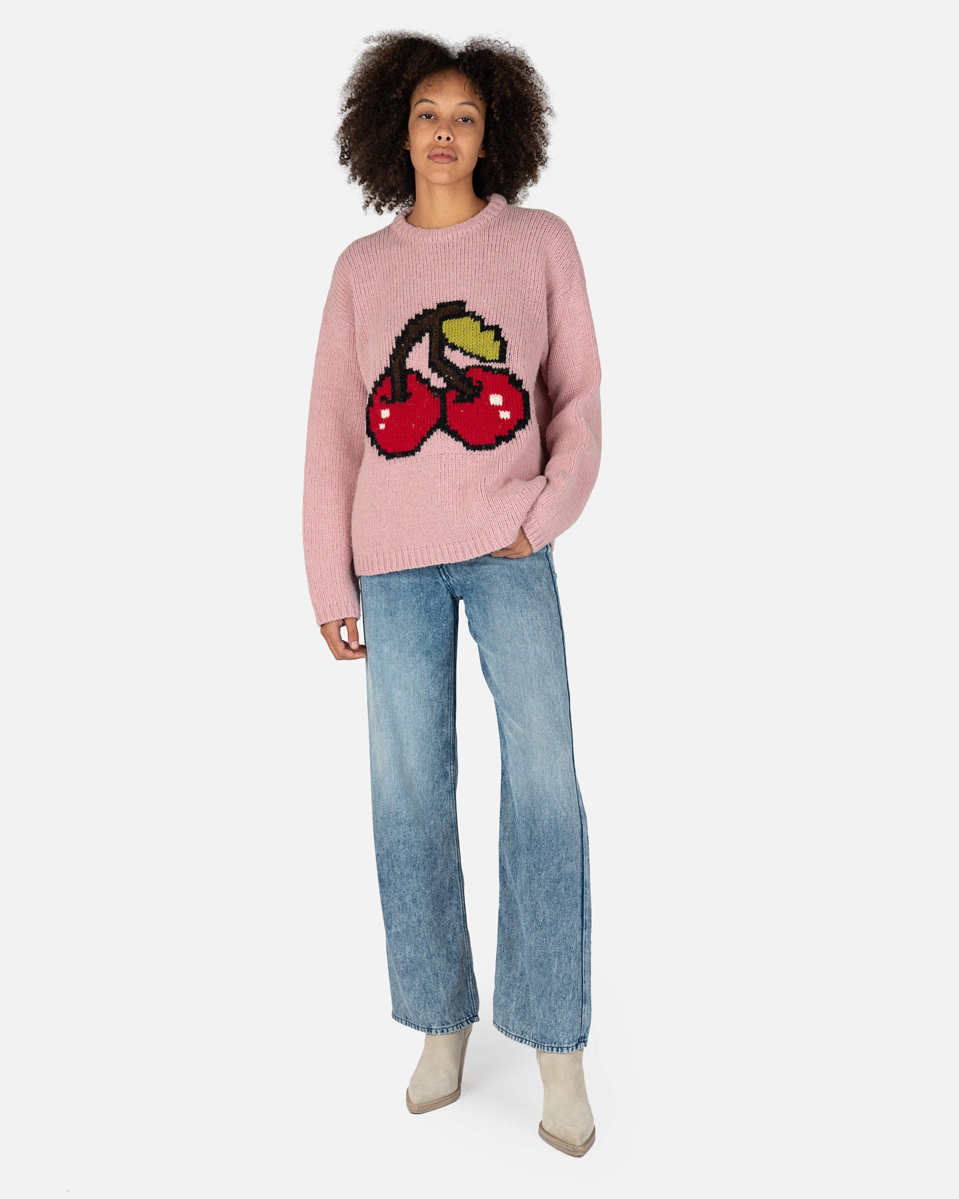 Our Legacy Women Sweaters Sonar Roundneck in Candyfloss Cherry Acrylic