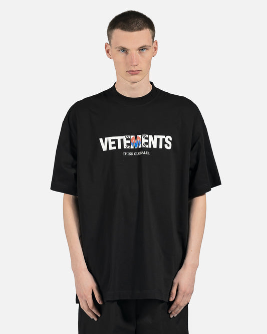 VETEMENTS Men's T-Shirts South Korea Flag Logo Tee in Black