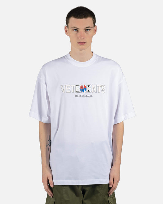 VETEMENTS Men's T-Shirts South Korea Flag Logo Tee in White
