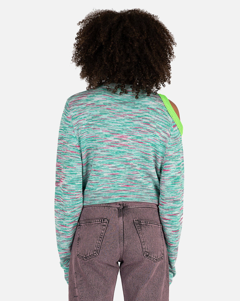 Aries Women Sweaters Space Dye Shoulder Hole Knit in Aqua