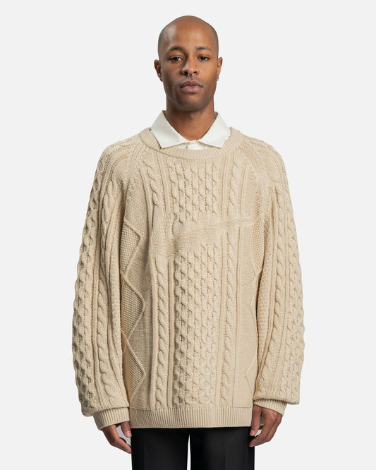 Nike Men's Sweater Sportswear Cable Knit Sweater in Rattan