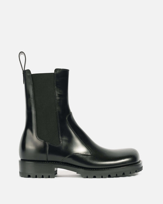 Dries Van Noten Men's Boots Square Toe Chelsea Boot in Black