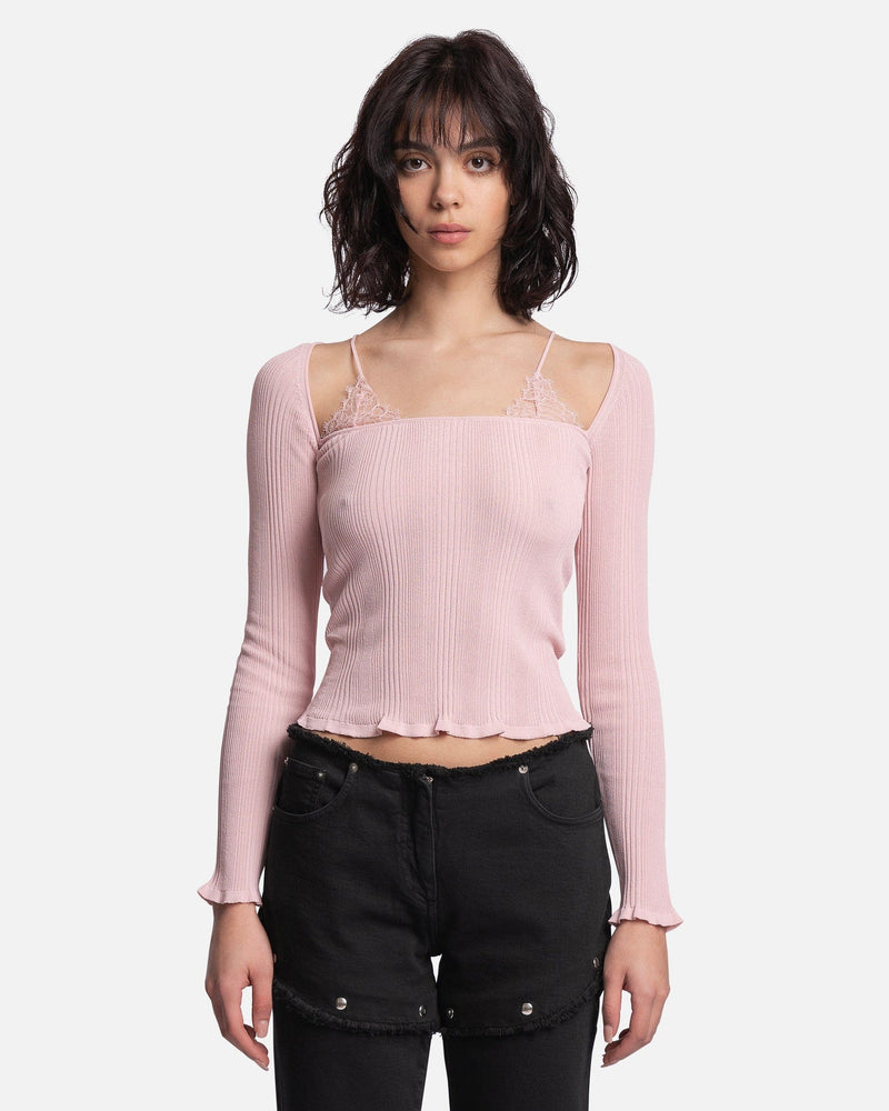 Blumarine Women Tops Squared Neckline Sweater in Rosa