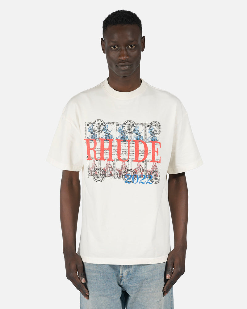 Rhude Men's T-Shirts Stamp T-Shirt in Vintage White