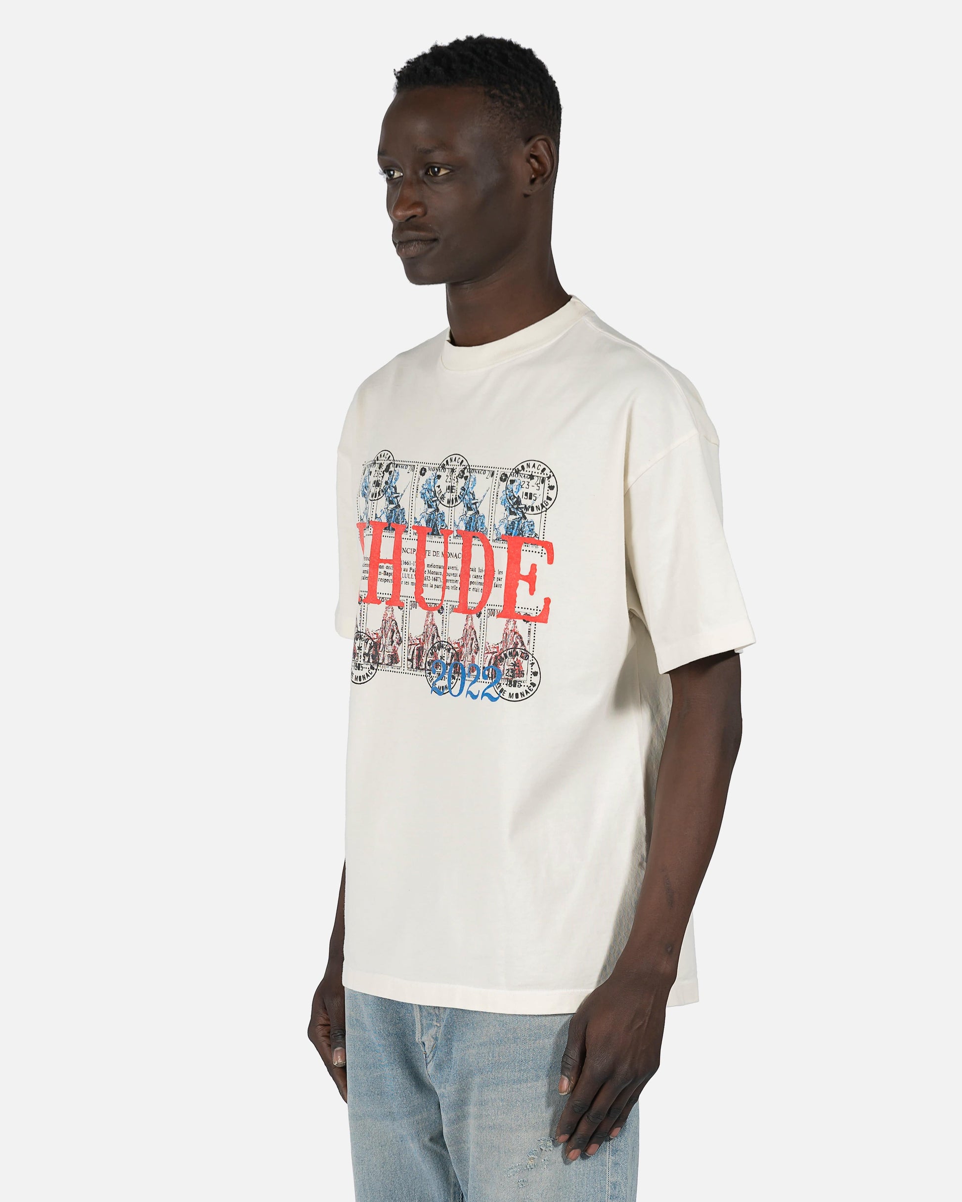 Rhude Men's T-Shirts Stamp T-Shirt in Vintage White