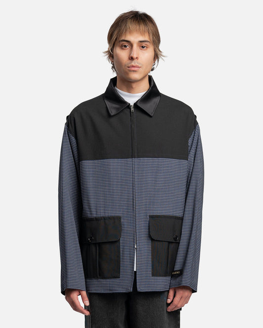 Marni Men's Jackets Stretch Wool Fresco Check Jacket in Light Navy