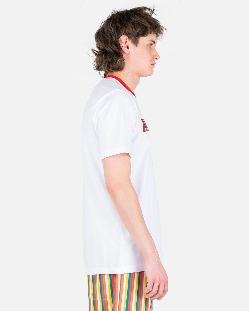 Marni Men's T-Shirts Stripe Logo Organic T-Shirt in Lacquer