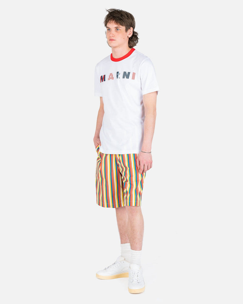 Marni Men's T-Shirts Stripe Logo Organic T-Shirt in Lacquer