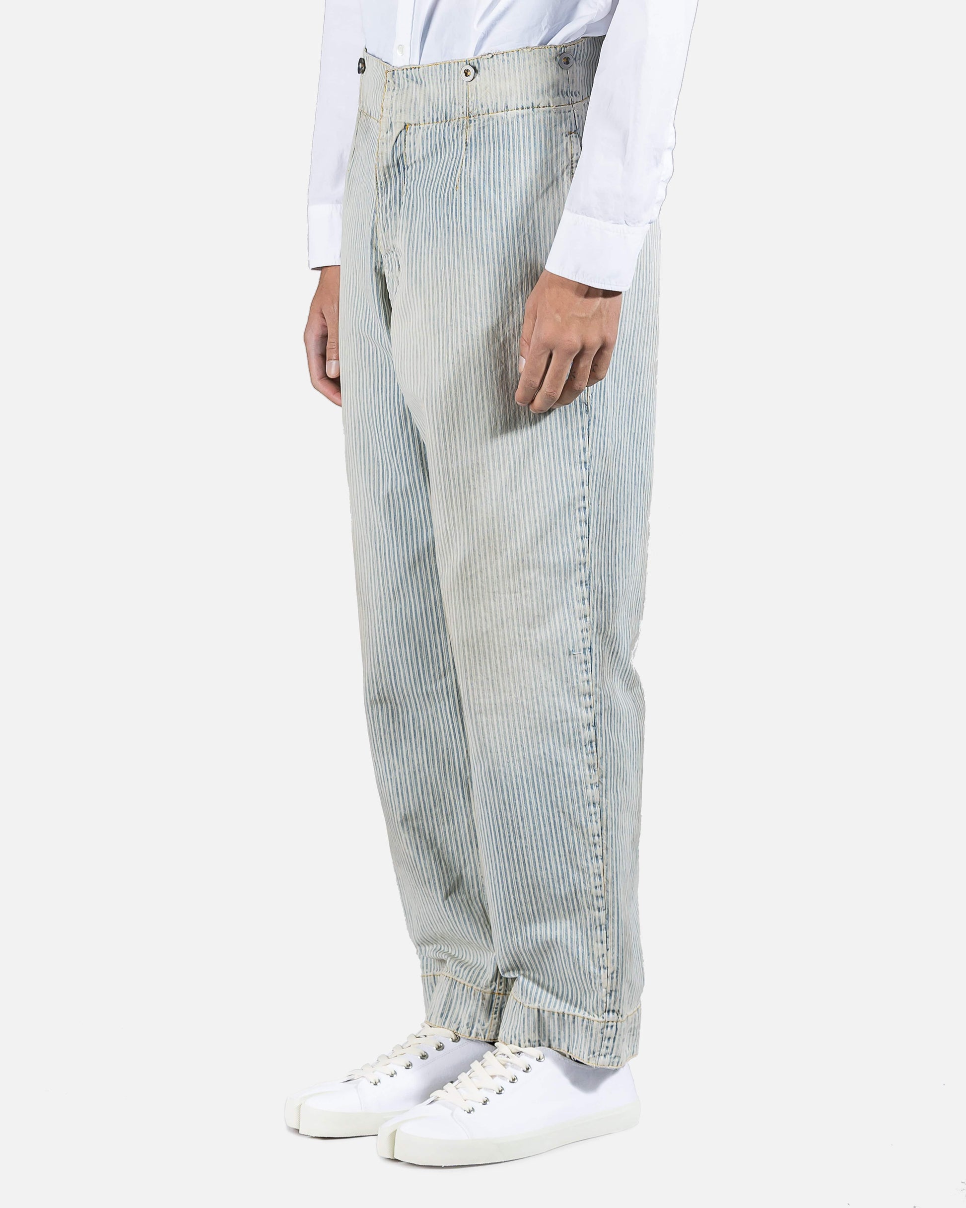 Maison Margiela Men's Pants Striped Aged Trousers in White