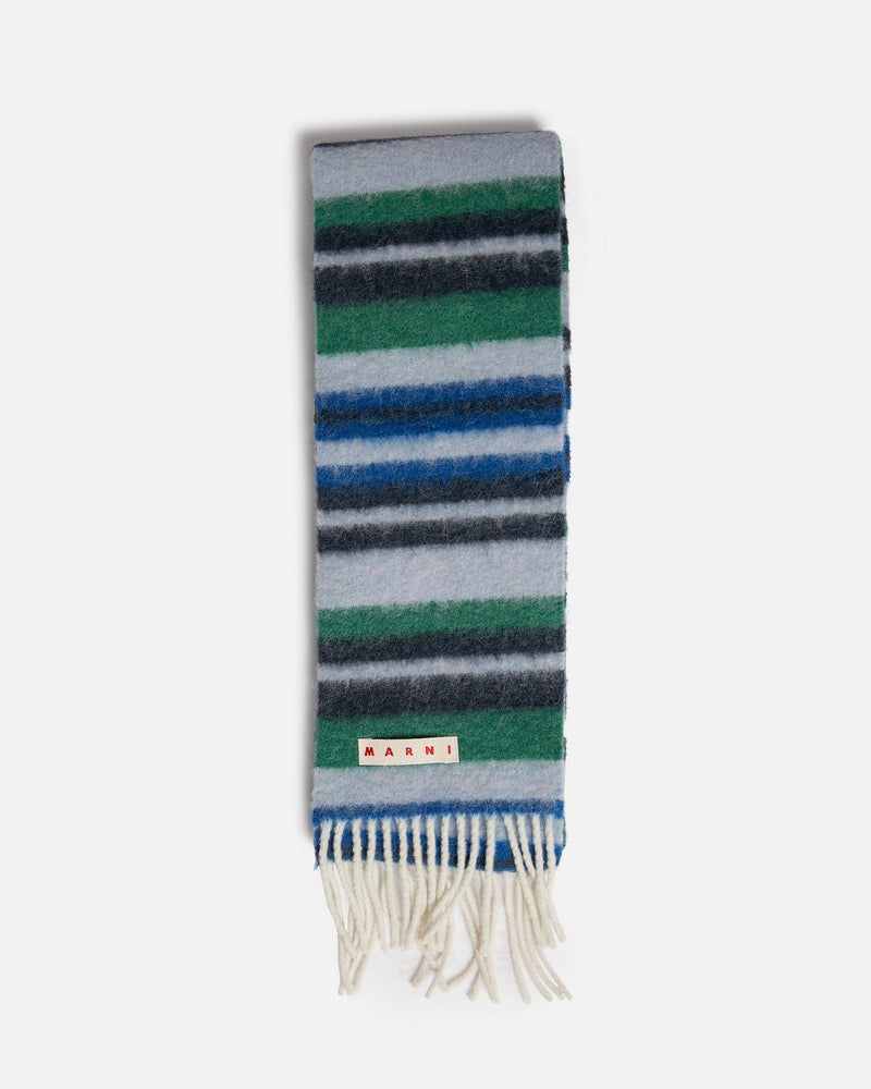 Marni Scarves Striped Brushed Wool Scarf in Artic
