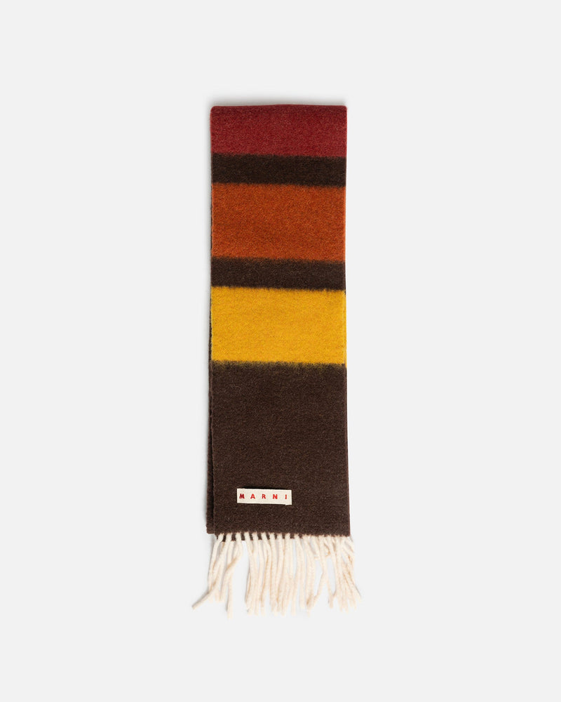 Marni scarf Striped Brushed Wool Scarf in Cacao
