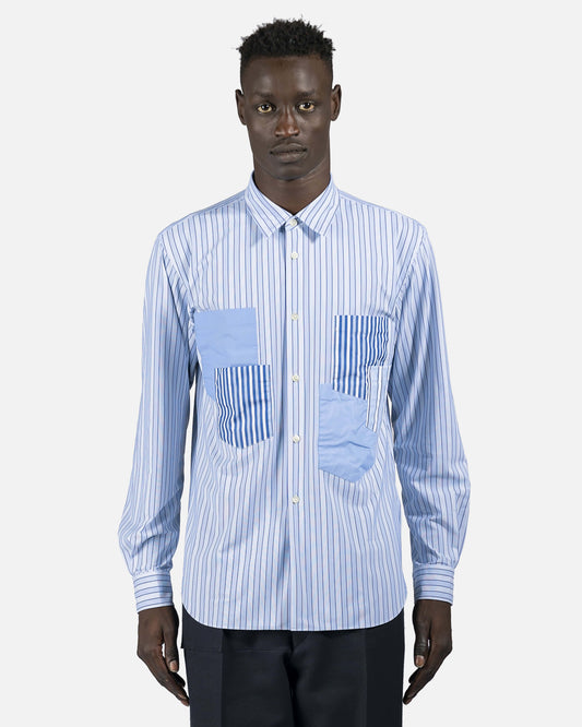 Comme des Garcons Homme Deux Men's Shirts Striped Buttton-Up in Blue