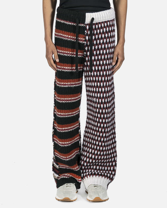 Marni Men's Pants Striped Crochet Trousers in Red