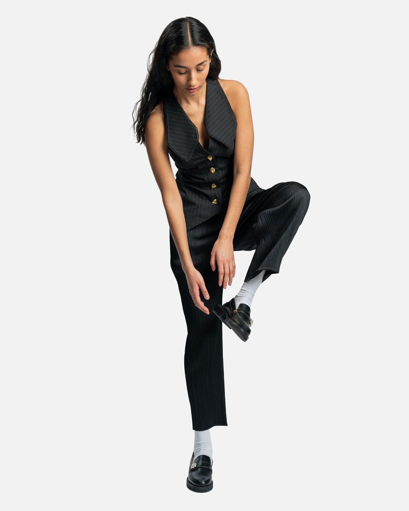 Ganni Women Tops Striped Waistcoat in Black