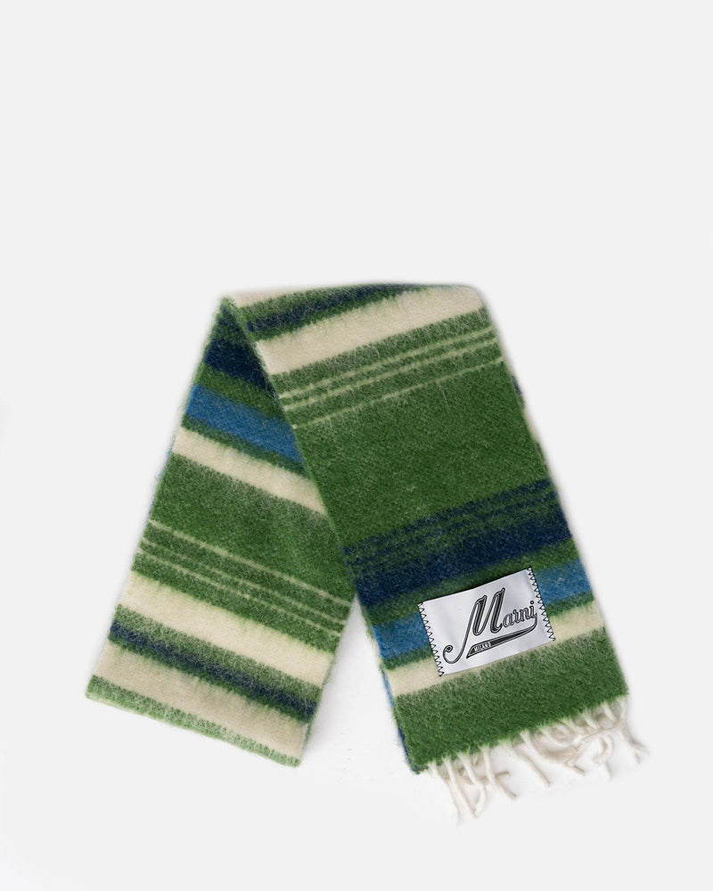 Marni Scarves Striped Wool Blend Scarf in Green