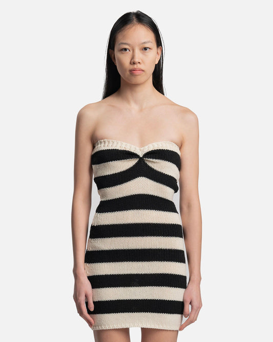 Marni Women Dresses Striped Wool Cable Dress in Stone White