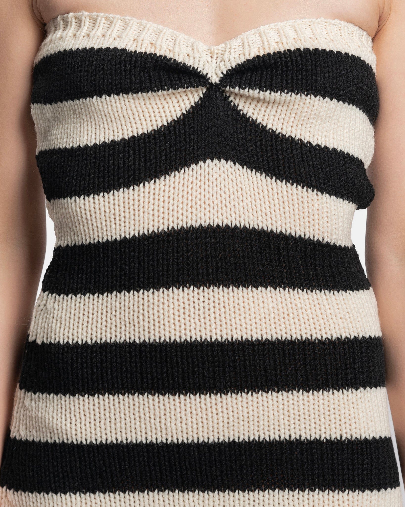 Marni Women Dresses Striped Wool Cable Dress in Stone White