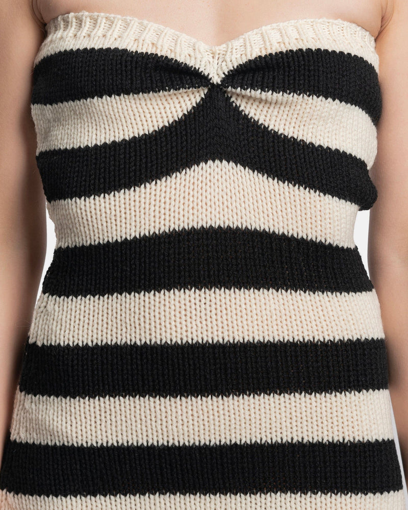 Marni Women Dresses Striped Wool Cable Dress in Stone White