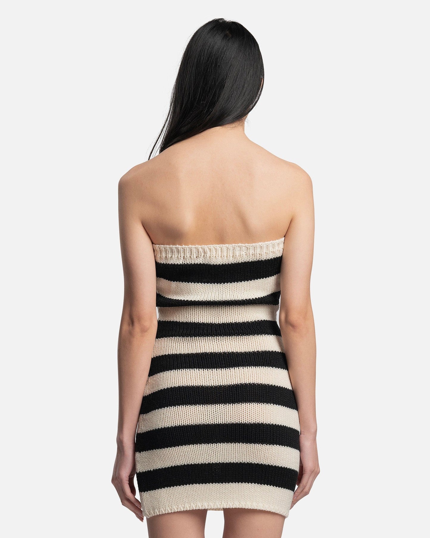 Marni Women Dresses Striped Wool Cable Dress in Stone White