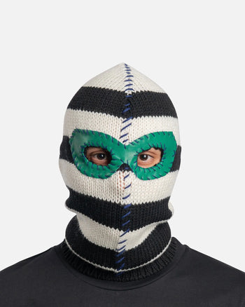 Striped Wool Cable Knit Balaclava in Stone White – SVRN
