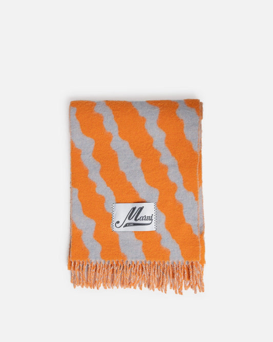Marni Scarves Stripy Jacquard Brushed Scarf in Alkekengi