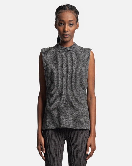 Ganni Women Sweaters Structured Rib Knit Vest in Phantom