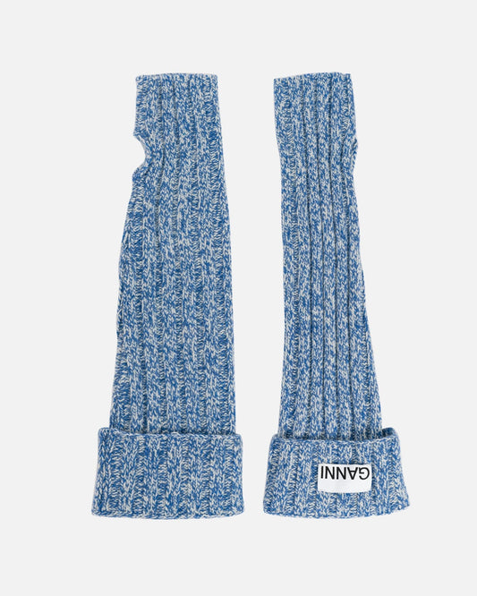 Ganni Women Tops Structured Rib Wrist Warmers in Nautical Blue