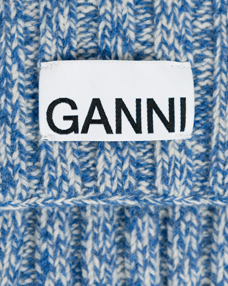 Ganni Women Tops Structured Rib Wrist Warmers in Nautical Blue