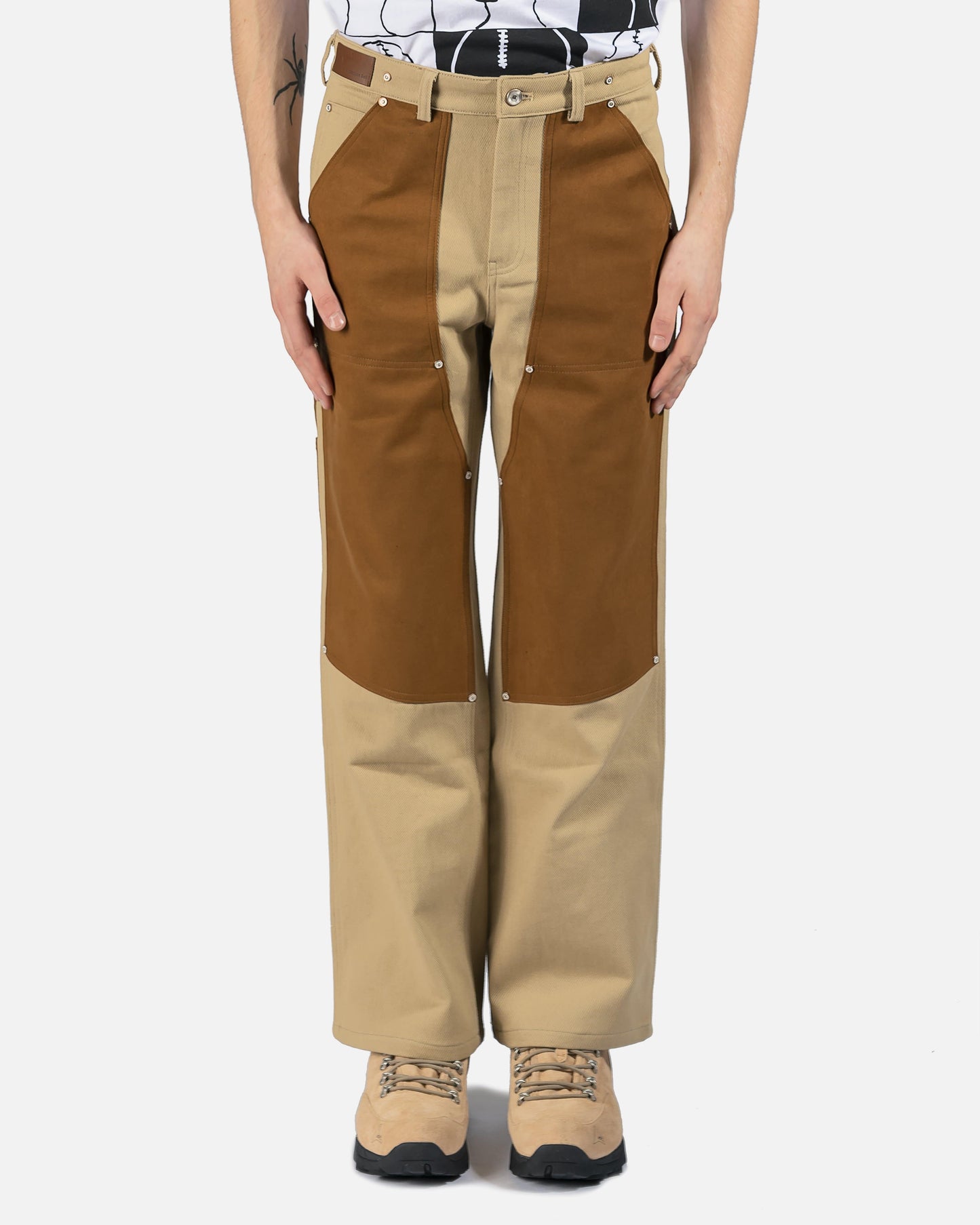 Andersson Bell Suede Patch Wide Leg Pants in Brown