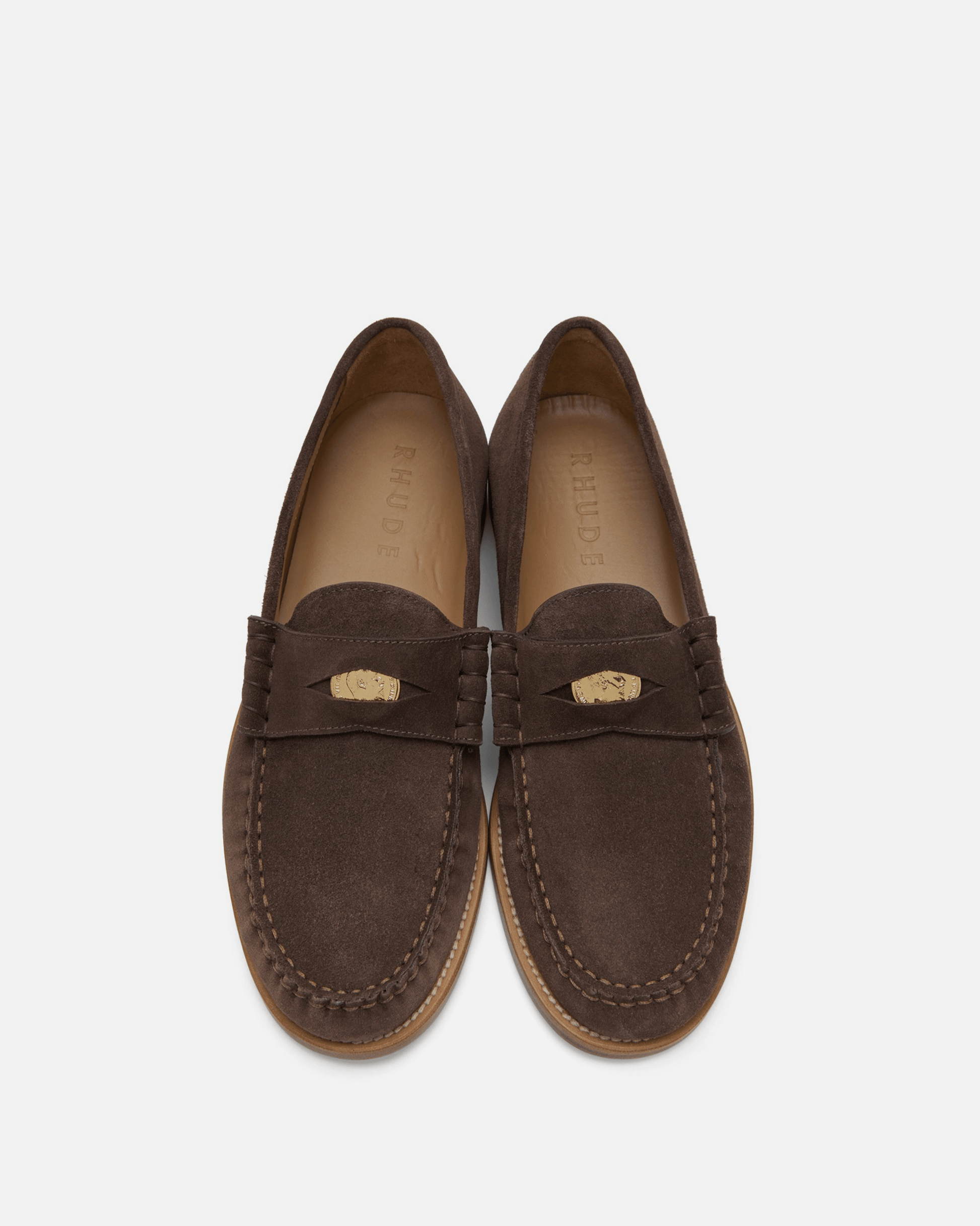 Rhude Men's Shoes Suede Penny Loafers in Brown