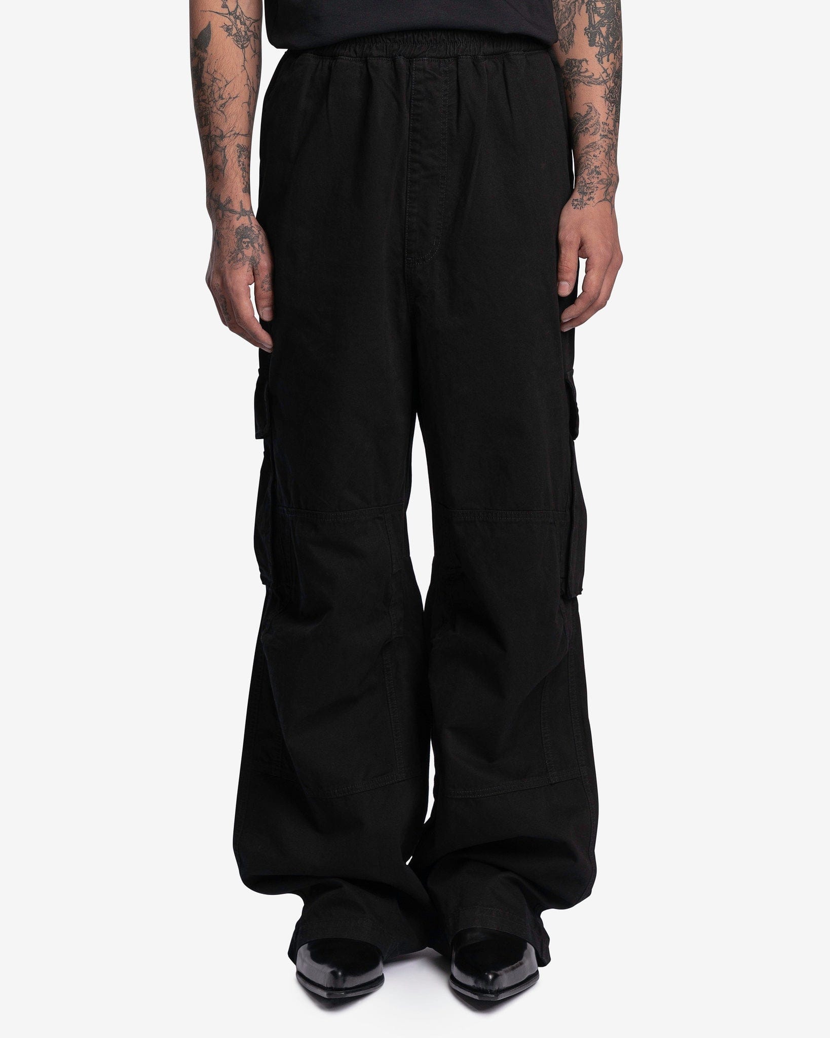Willy Chavarria Men's Pants Summer Cargo in Solid Black